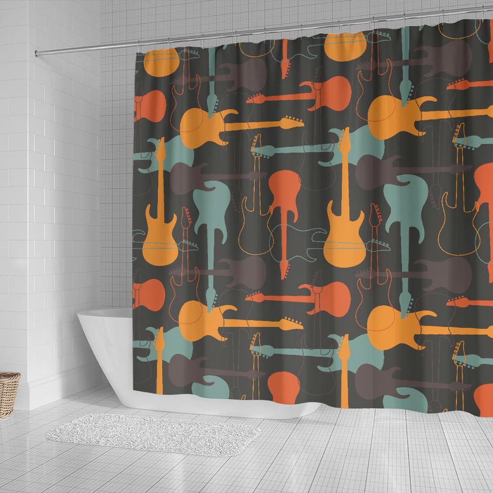 Electric Guitars Pattern Shower Curtain Fulfilled In US
