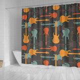 Electric Guitars Pattern Shower Curtain Fulfilled In US