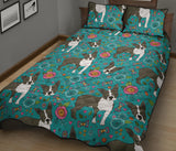 Boston terrier beautiful flower pattern Quilt Bed Set