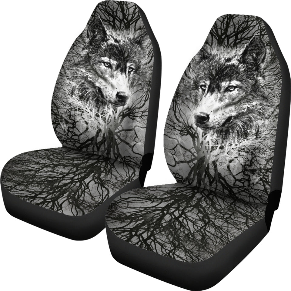 Wolf Behind Tree Car Seat Covers