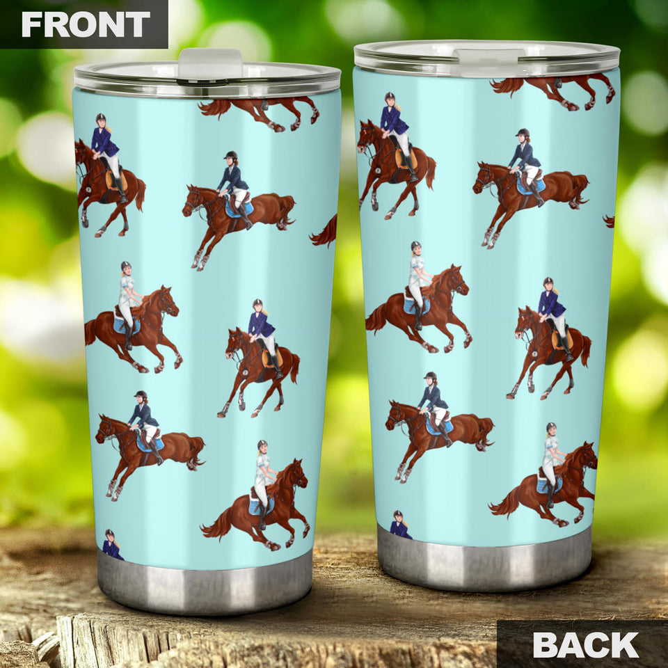 Horses Running Horses Rider Pattern Tumbler