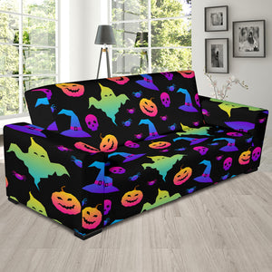 Colorful Halloween Background Sofa Slipcover