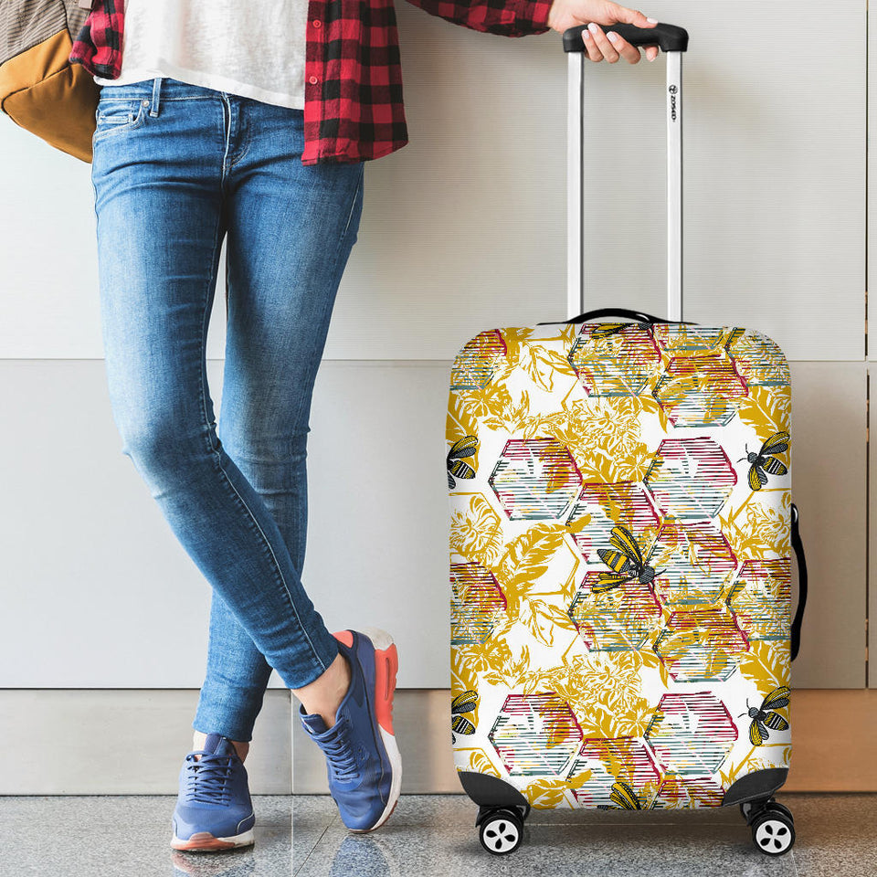 Cool Bee Honeycomb Leaves Pattern Luggage Covers