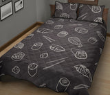 sushi pattern black background Quilt Bed Set