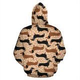 Dachshund Floral Background Zip Up Hoodie