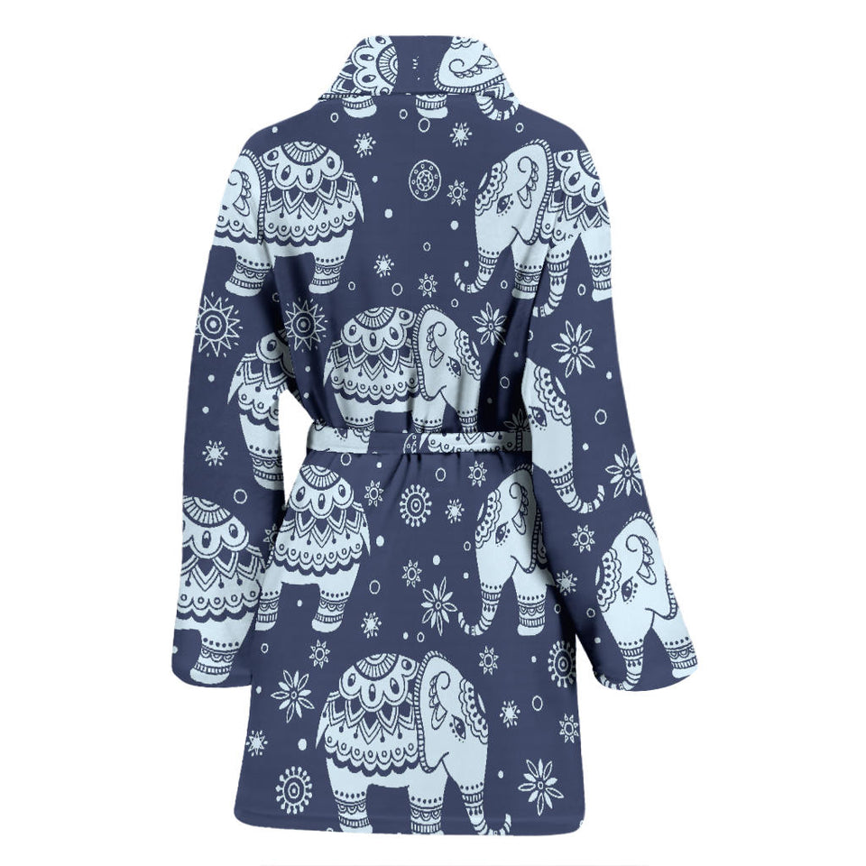Elephant Tribal Design Pattern Women'S Bathrobe