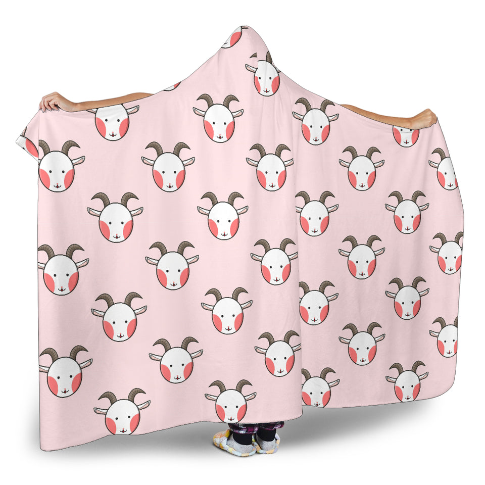 Cute Goat Pattern Hooded Blanket