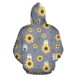 Cute Hamster Sunflower Pattern Background Zip Up Hoodie