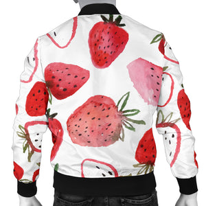 Watercolor Hand Drawn Beautiful Strawberry Pattern Men'S Bomber Jacket