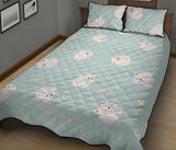 White cute hamsters heart pattern Quilt Bed Set