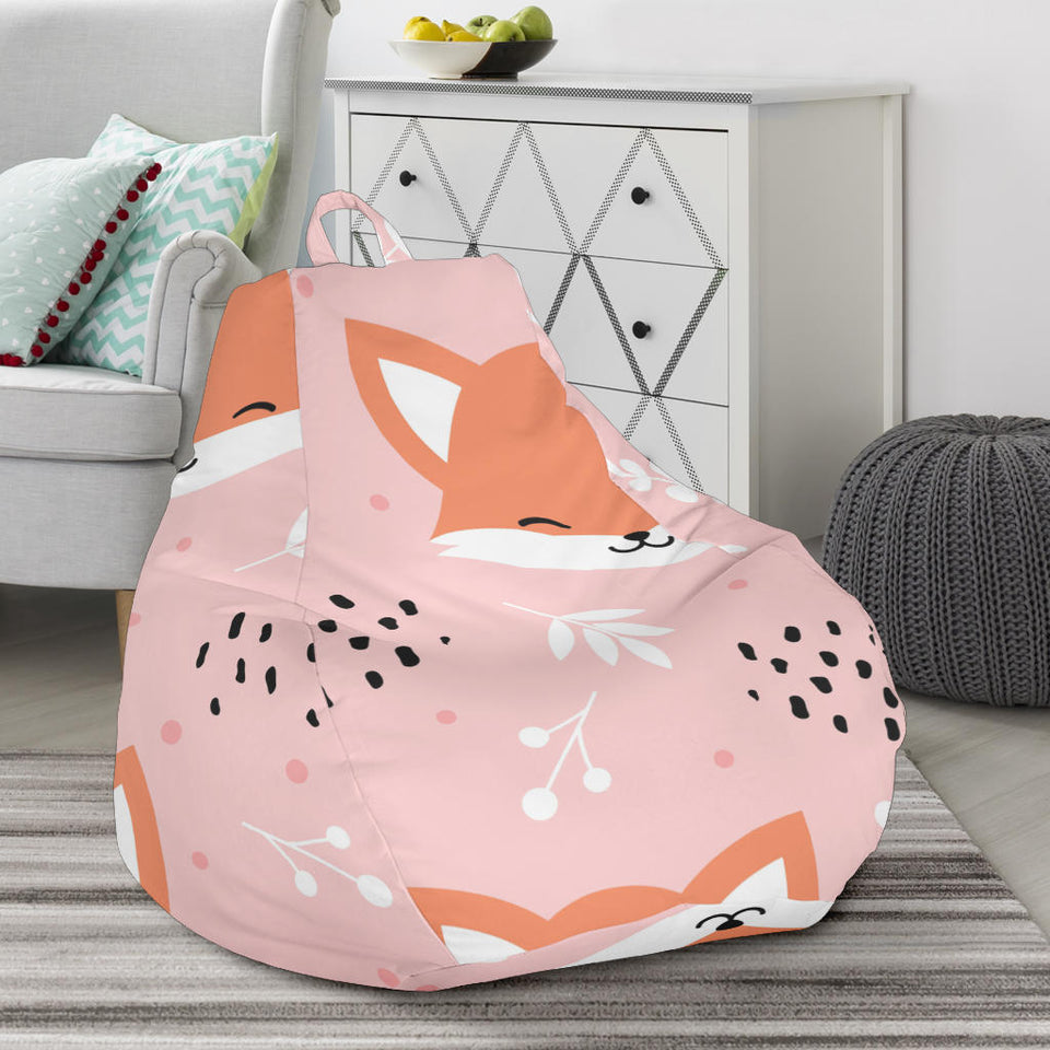 Cute Fox Pattern Pink Background Bean Bag Cover