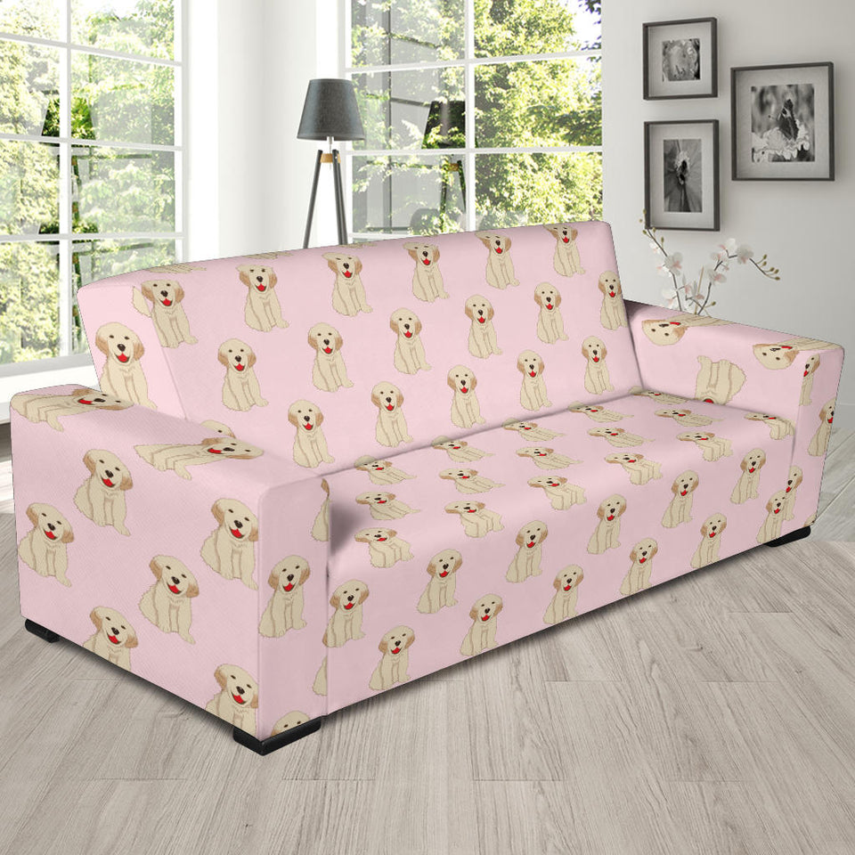 Golden Retriever Pattern Print Design 02 Sofa Slipcover