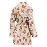 Cute Corgis Pattern Pink Background Women'S Bathrobe