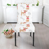 Chihuahua Bone Paw Pattern Dining Chair Slipcover