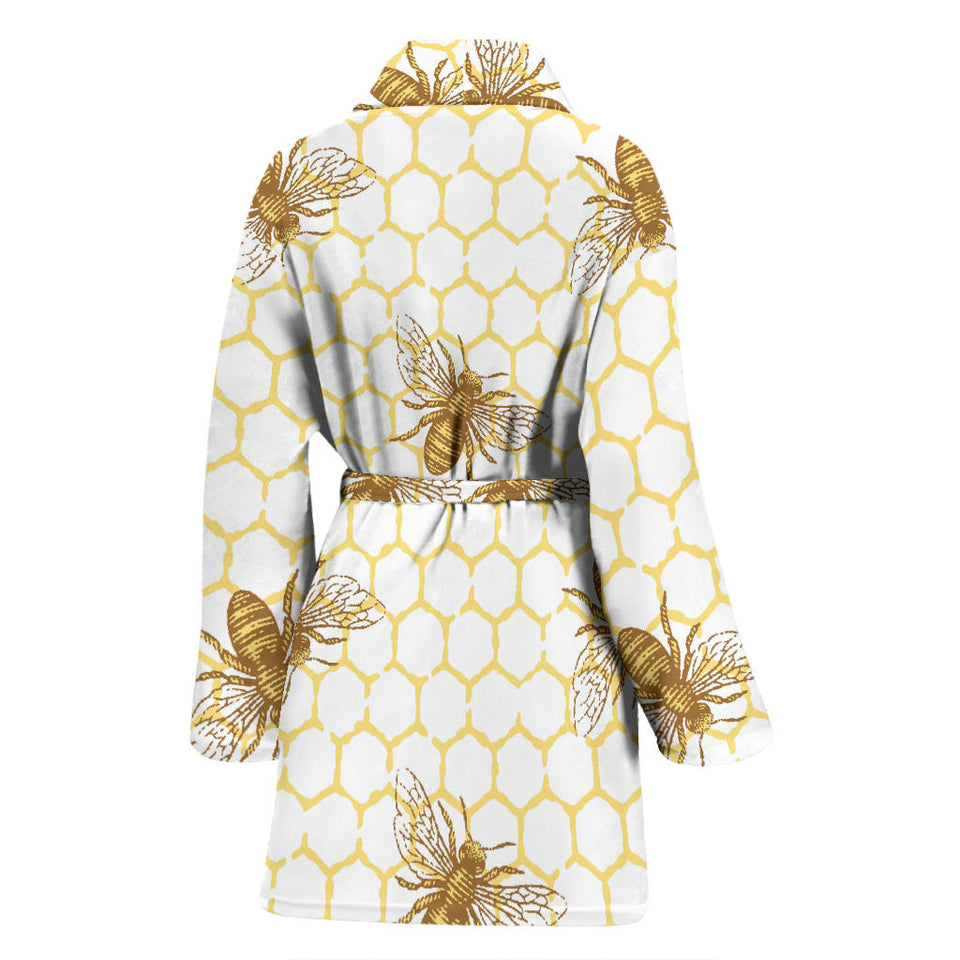 Bee Honeycomb Seamless Design Pattern Women'S Bathrobe