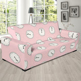 Clock Pattern Pink Blackground Sofa Slipcover
