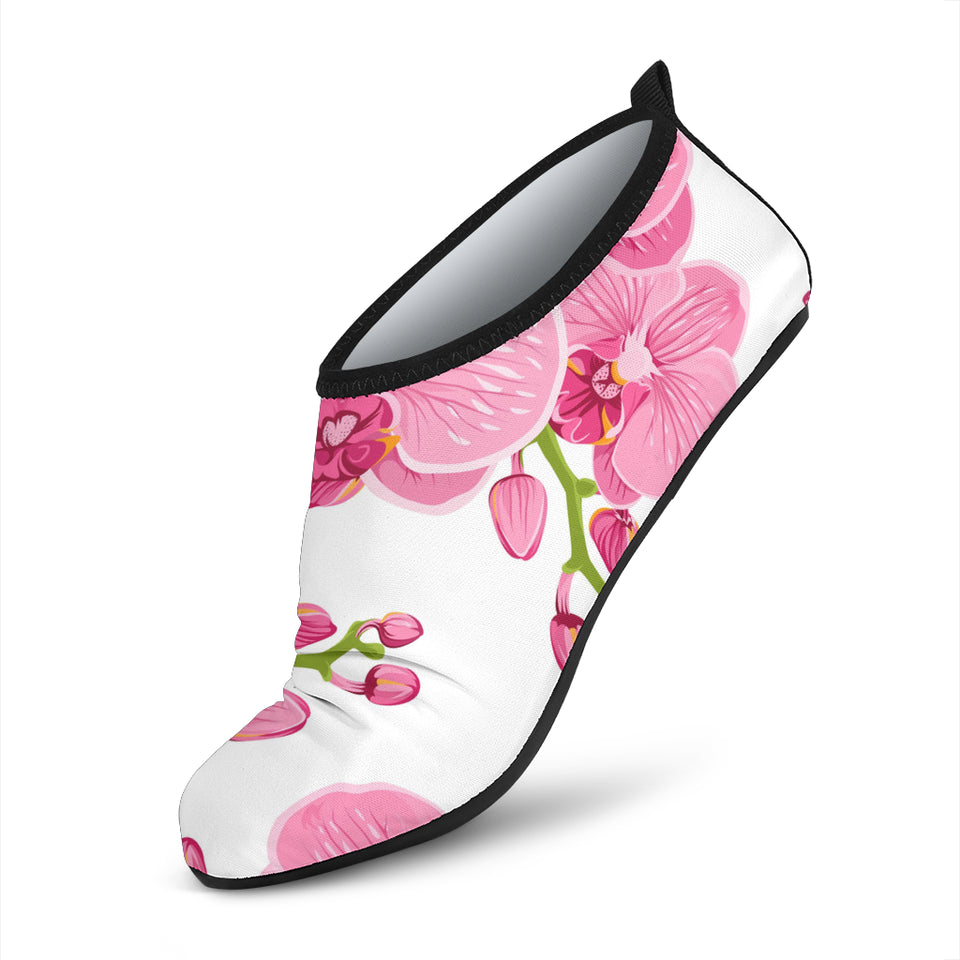 Pink Purple Orchid Pattern Background Aqua Shoes