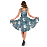 Cute Rabbit Pattern Sleeveless Midi Dress