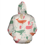 Cute Whale Pattern Zip Up Hoodie