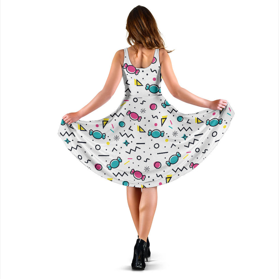 Candy Design Pattern Sleeveless Midi Dress