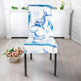 Watercolor Dolphin Pattern Dining Chair Slipcover