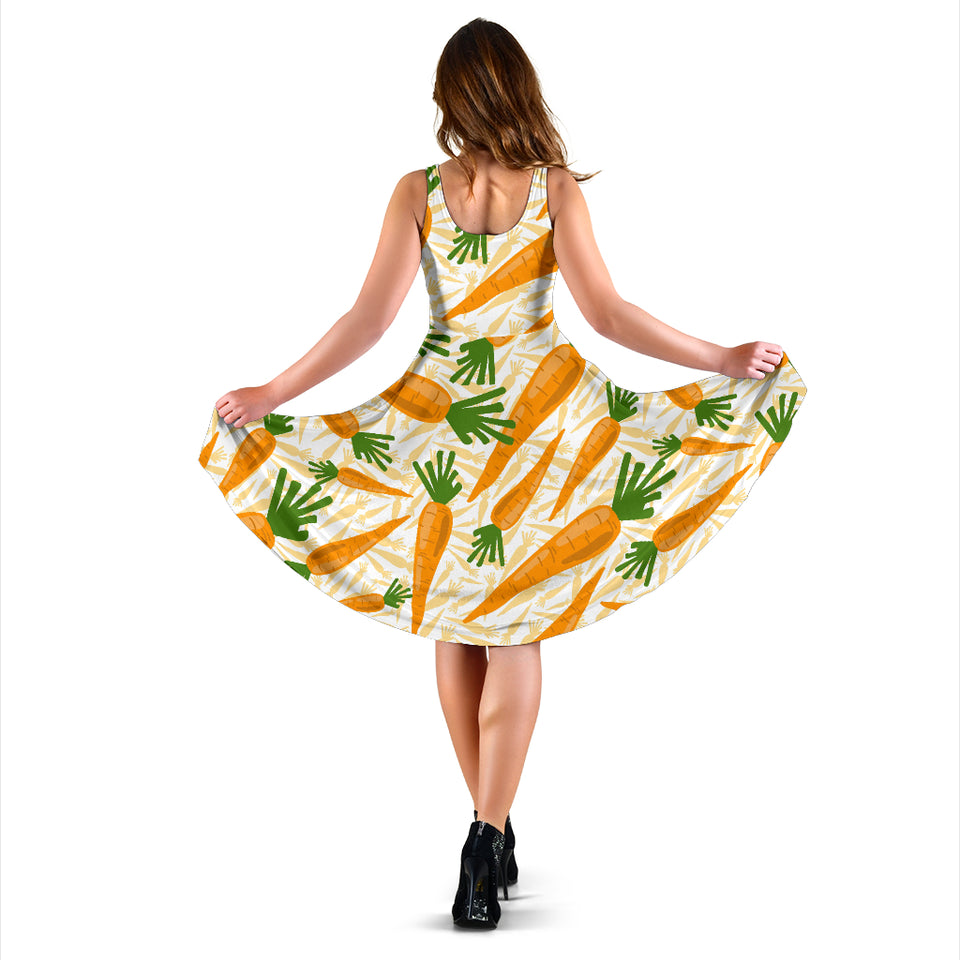 Carrot Pattern Print Design 01 Sleeveless Midi Dress