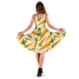 Carrot Pattern Print Design 01 Sleeveless Midi Dress