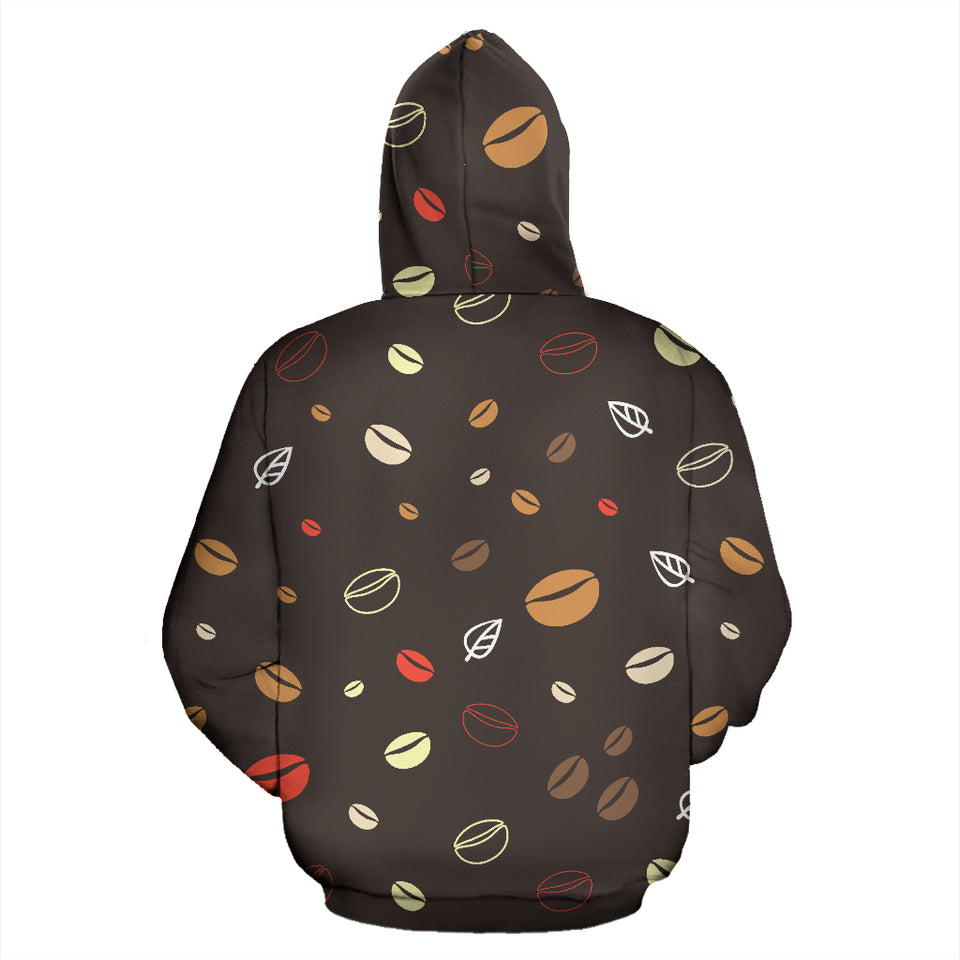 Coffee Bean Leave Pattern Zip Up Hoodie