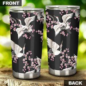 Japanese Crane Pink Sakura Pattern Tumbler