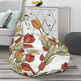 Red Tulips And Daffodils Pattern Bean Bag Cover