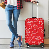 Sushi Pattern Red Background Cabin Suitcases Luggages