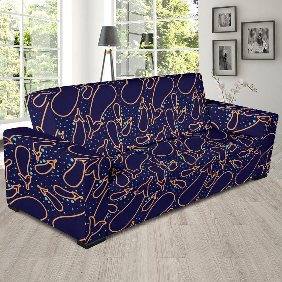 Eggplant Pattern Print Design 04 Sofa Slipcover