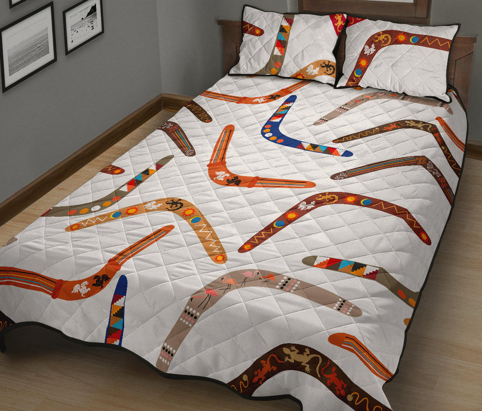 Boomerang Australian aboriginal ornament pattern Quilt Bed Set