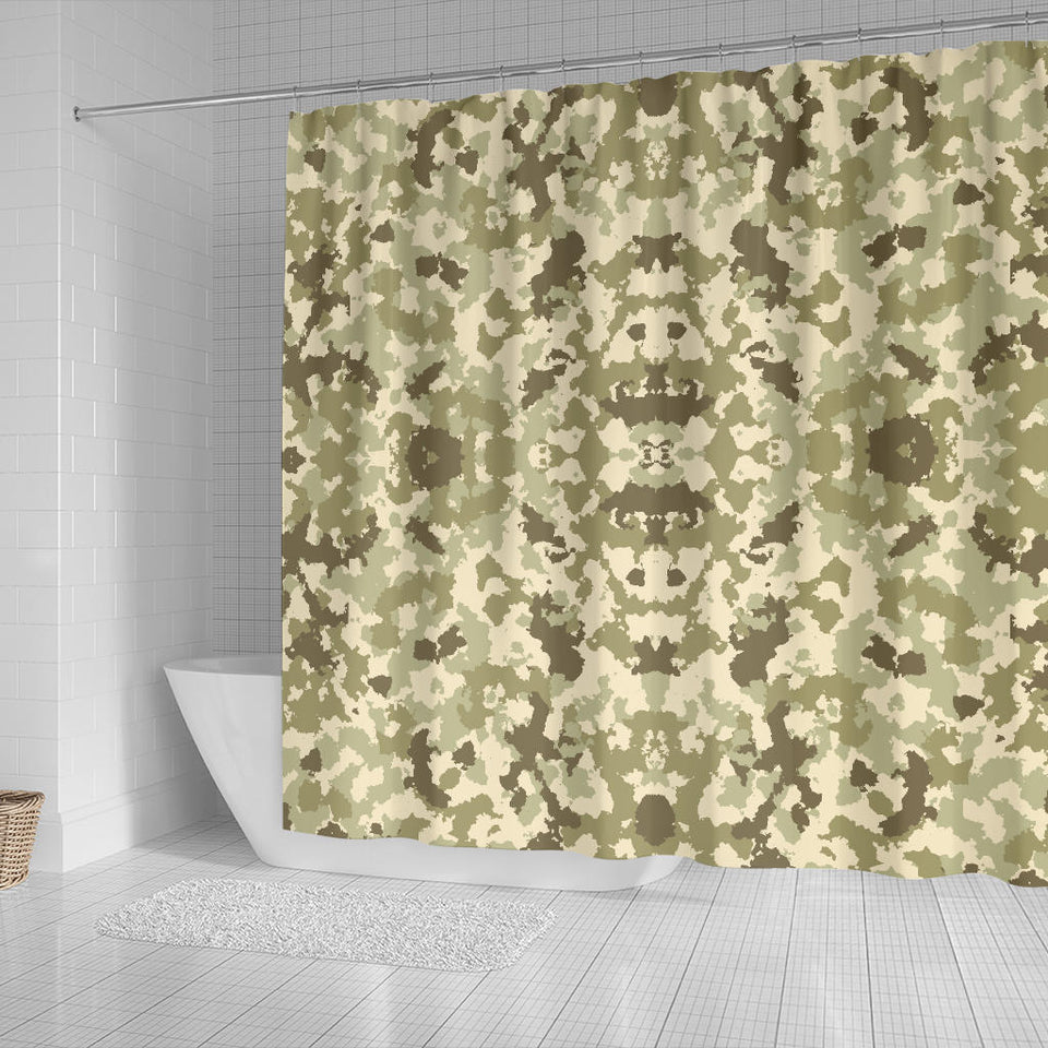 Light Green Camo Camouflage Pattern Shower Curtain Fulfilled In US