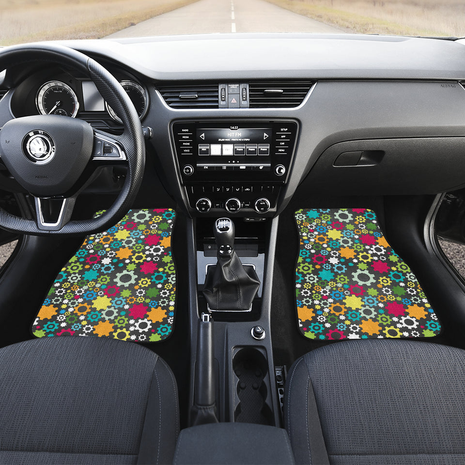 Gear Pattern Print Design 03 Front and Back Car Mats
