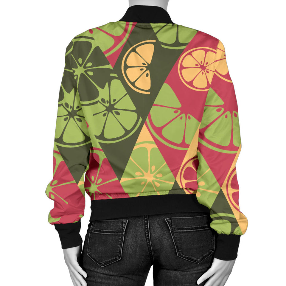 Cool Geometric Lime Pattern Women'S Bomber Jacket