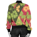 Cool Geometric Lime Pattern Women'S Bomber Jacket