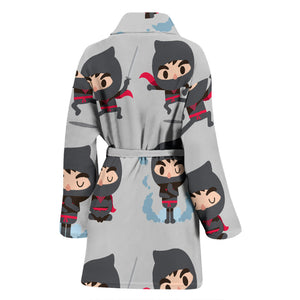 Cute Ninja Pattern Women'S Bathrobe