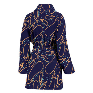 Eggplant Pattern Print Design 04 Women's Bathrobe