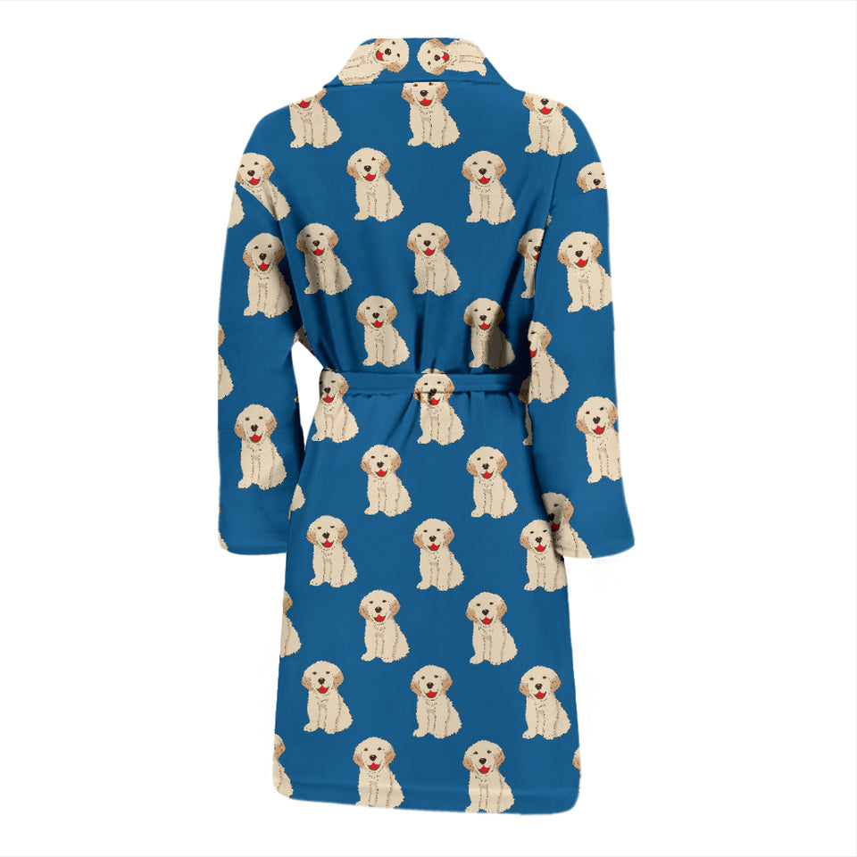 Golden Retriever Pattern Print Design 03 Men's Bathrobe
