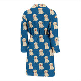 Golden Retriever Pattern Print Design 03 Men's Bathrobe