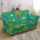 Cute Frog Dragonfly Design Pattern Loveseat Couch Slipcover