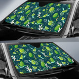 Lime Ice Flower Pattern Car Sun Shade
