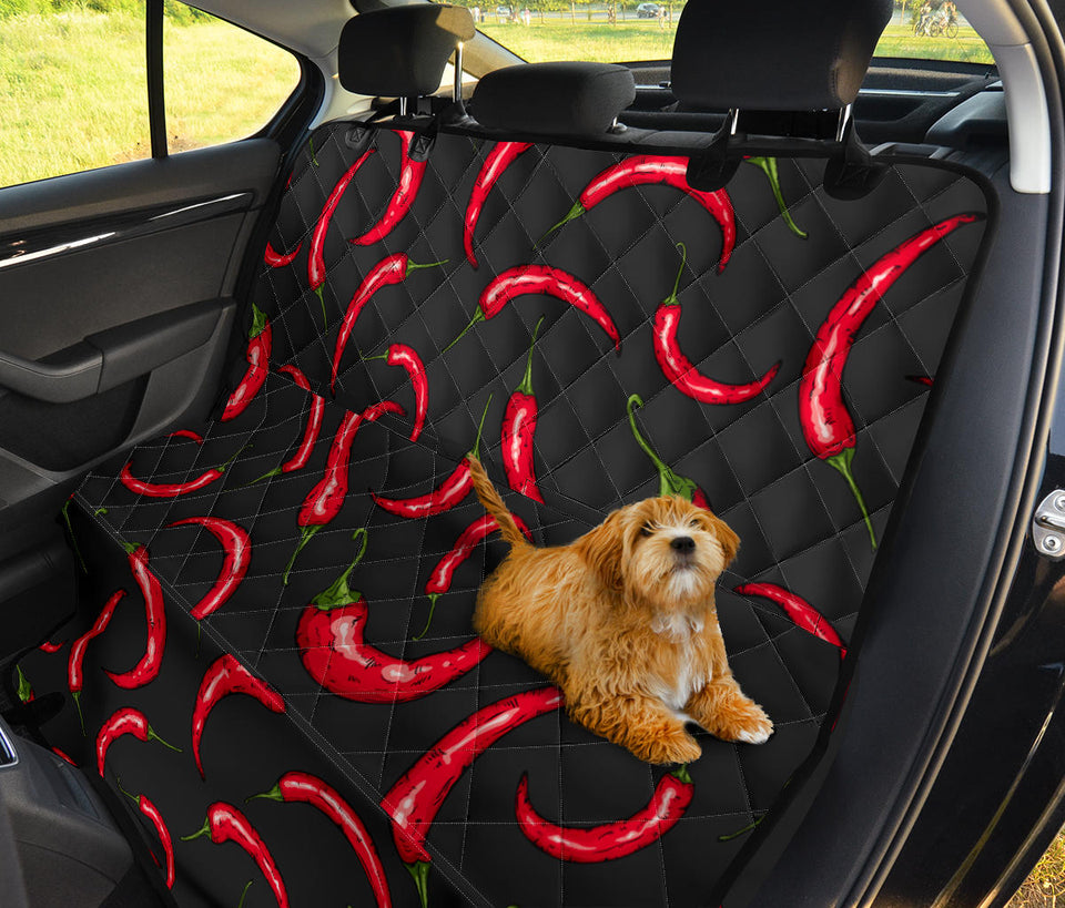 Chili Peppers Pattern Black Background Dog Car Seat Covers