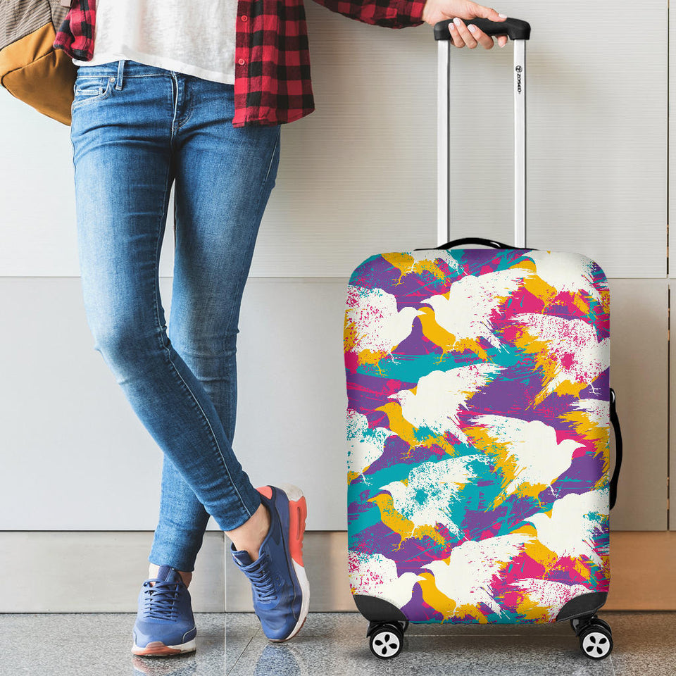 Colorful Crow Illustration Pattern Luggage Covers