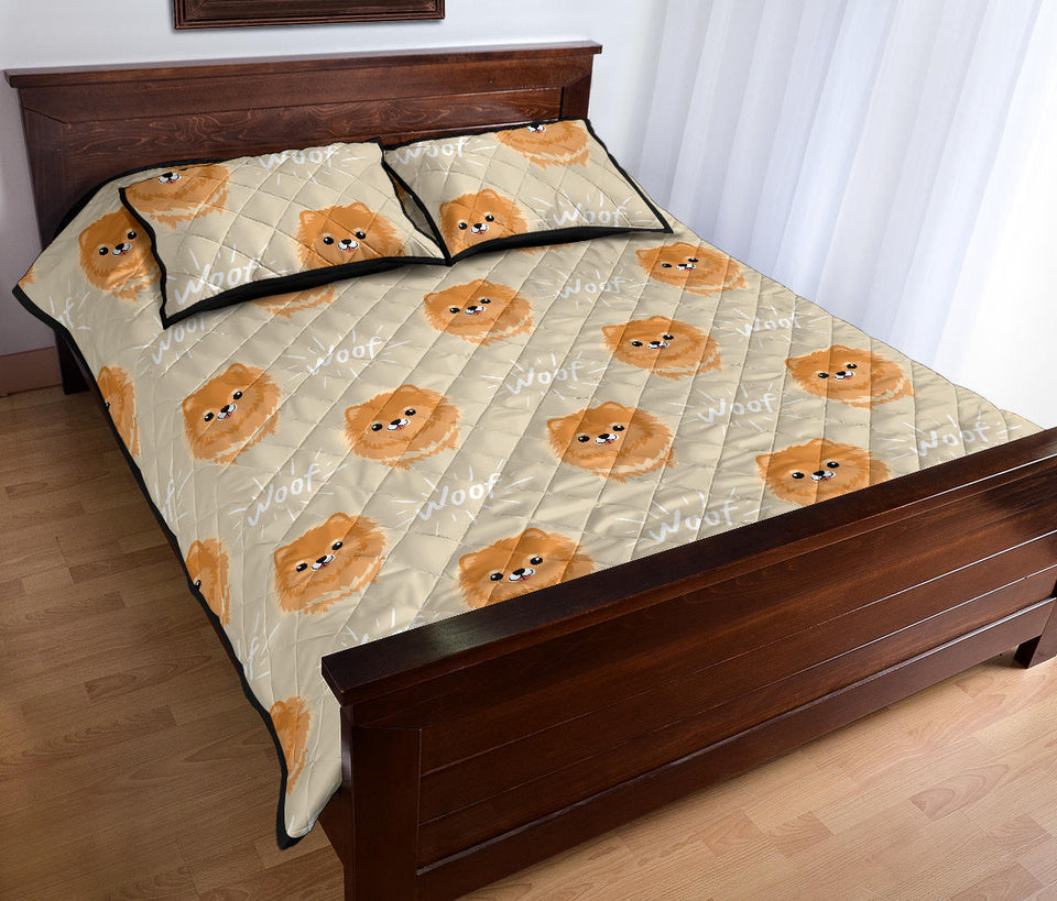 Cute brown pomeranian puppy Quilt Bed Set