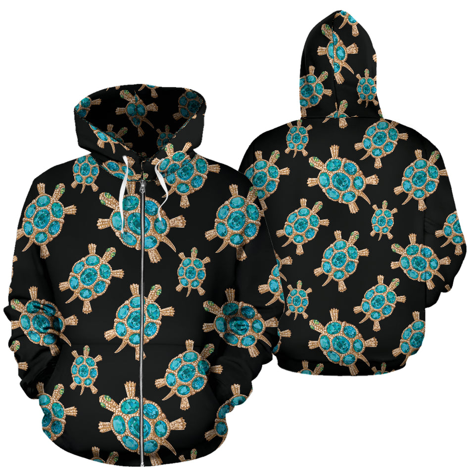 Sea Turtle Blue Stone Pattern Zip Up Hoodie