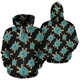 Sea Turtle Blue Stone Pattern Zip Up Hoodie