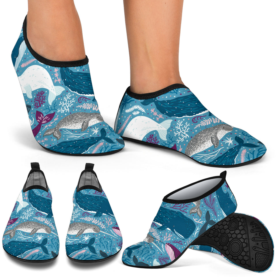 Whale Design Pattern Aqua Shoes