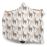 Llama Alpaca Pattern Hooded Blanket